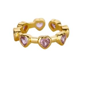 Pink Colored Zircon Heart Rings